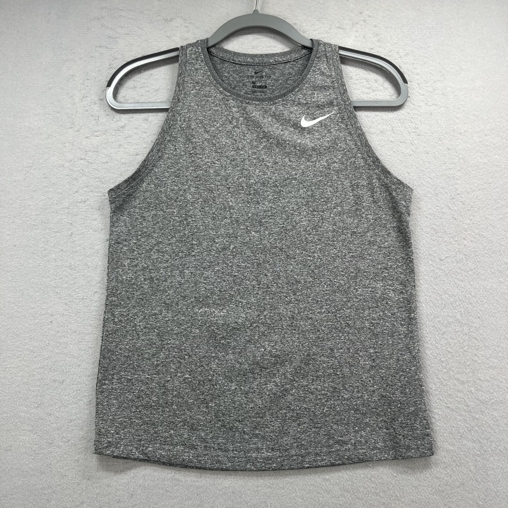 Nike Dri-Fit Tank Top Womens Small S Gray Heather Activewear Running Gym Tee